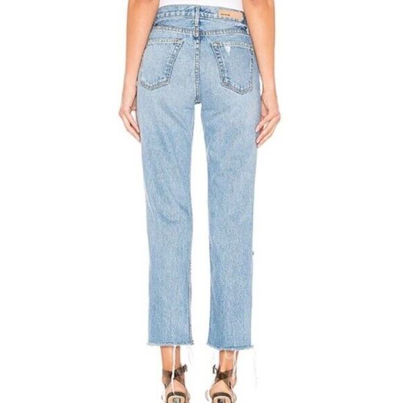 Grlfrnd 27 Jeans Helena High Rise Distressed Guess Again Straight Crop - Picture 2 of 8